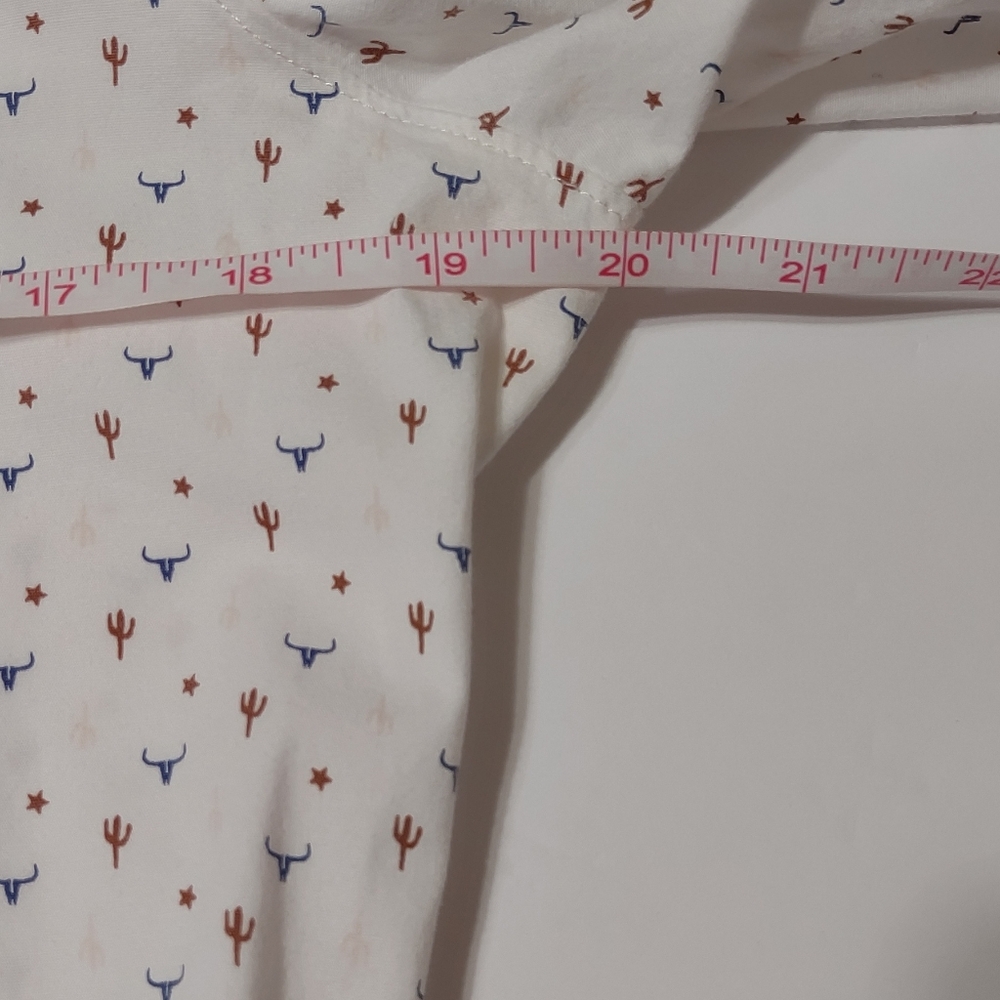 Rank 45 White Printed Button-Up Cotton Long Sleeve Shirt Medium - Picture 8 of 10
